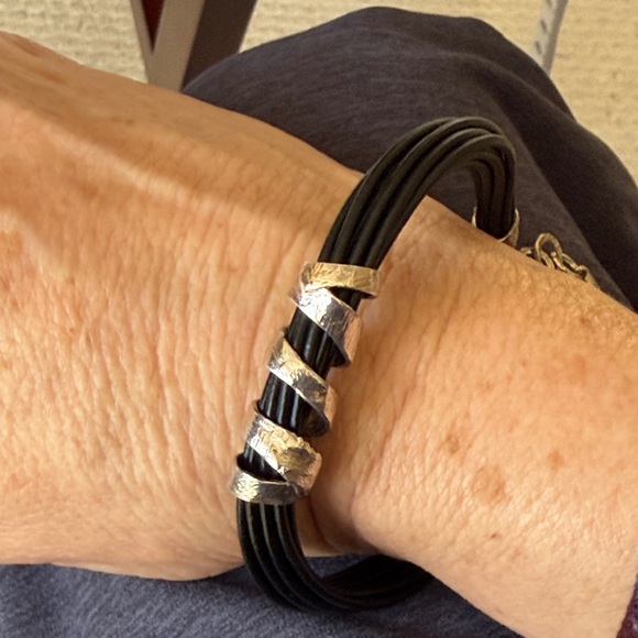 Silpada Black Leather & Sterling Silver Multi-Strand City Slicker Bracelet B3207